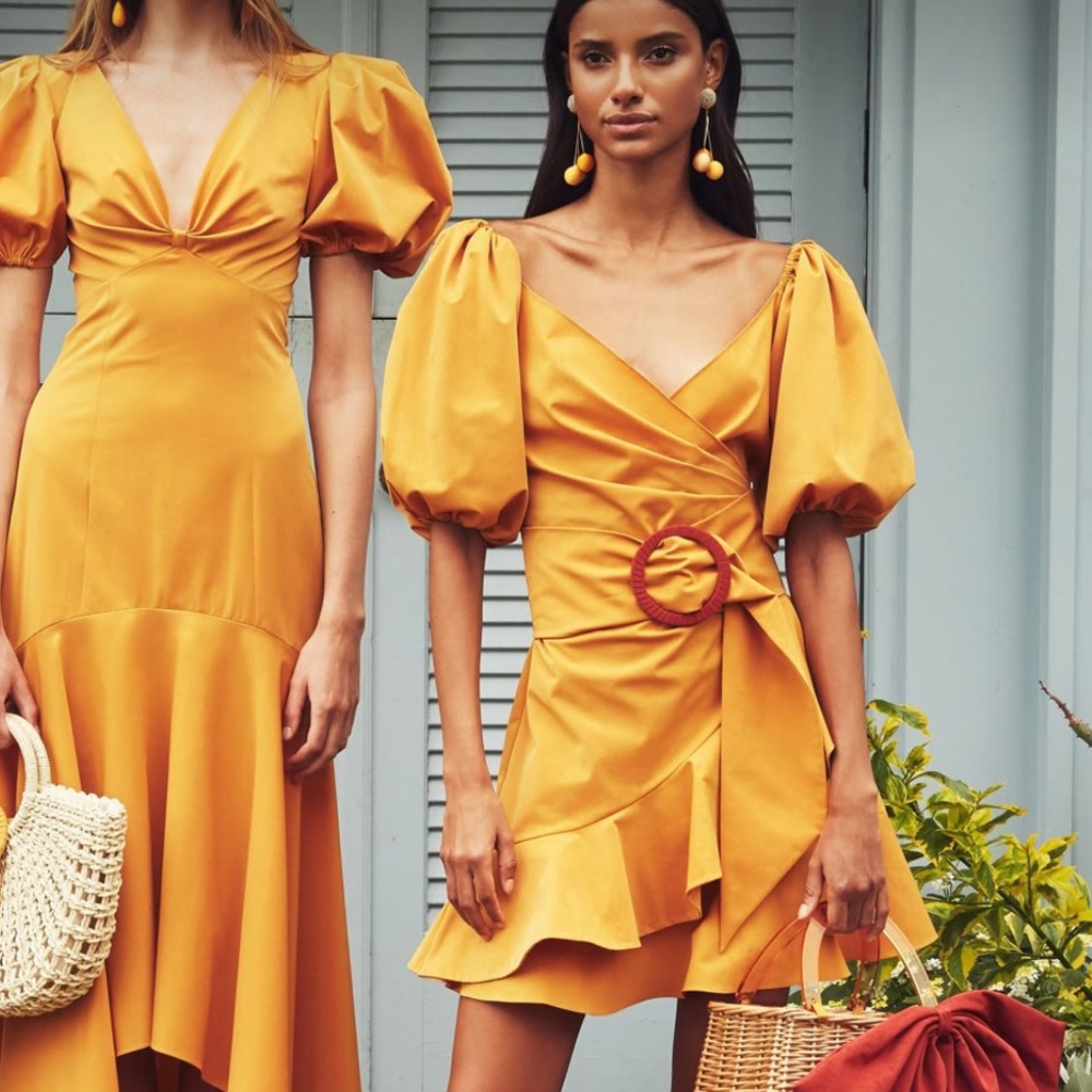 Anthropologie Sachin & Babi Raeann Yellow Mustard Belted Mini Dress